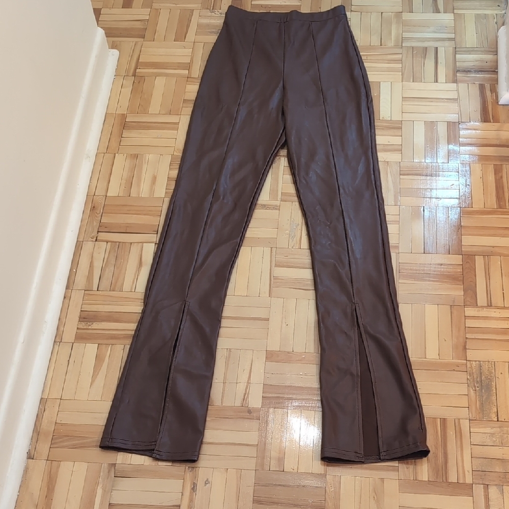 PrettyLittleThing Faux Leather Trousers Size 4